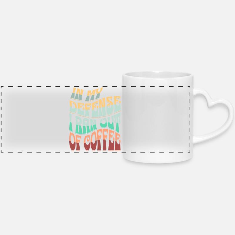 Coffee excuse saying design - Panoramic mug with heart handle - white