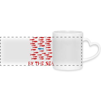 Schools of sardines - Panoramic mug with heart handle - white - Front