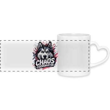 Chaos Coordinator - Funny Husky Saying - Panoramic mug with heart handle - white - Front
