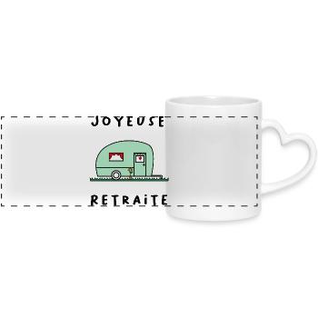 HAPPY RETREAT. RETIREMENT. RETIRED. RETIREMENT - Panoramic mug with heart handle - white - Front
