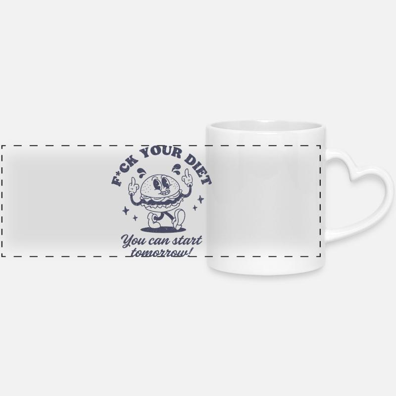 F*ck Your Diet - Panoramic mug with heart handle - white