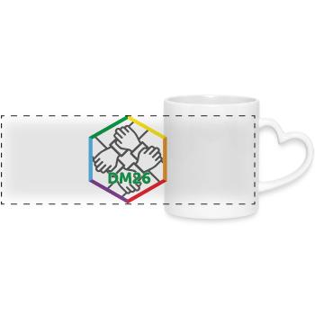 DM-Logo 2026_new - Panoramatasse mit Herzhenkel - Weiß - Vorne