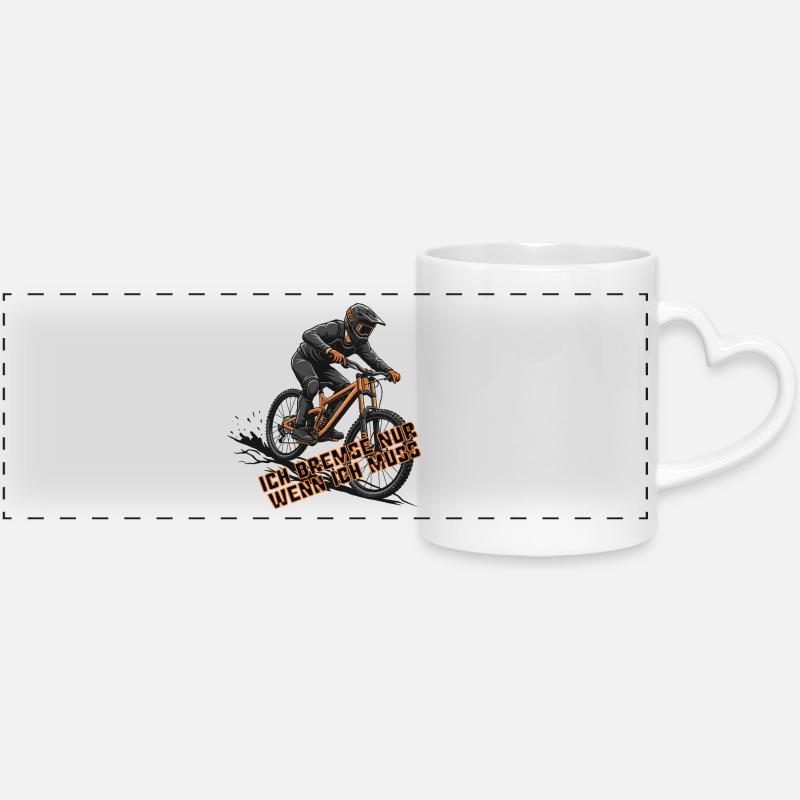 Mountain Bike MTB Downhill Design Gift - Panoramic mug with heart handle - white
