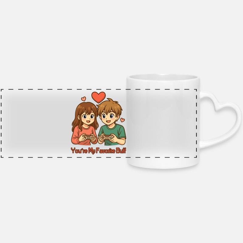 Your favorite partner - Panoramic mug with heart handle - white
