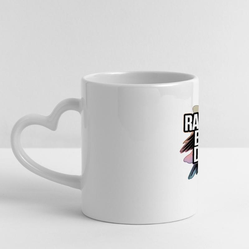Radicalized by Basic Decency Statement Panoramic mug with heart handle