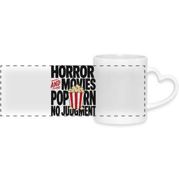 Films d’horreur : Jugement du popcorn - Mug panoramique avec anse en forme de cœur - blanc - Devant