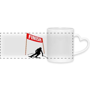 Ski Finish speed - Panoramic mug with heart handle - white - Front