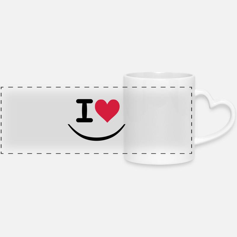 I love - Panoramic mug with heart handle - white