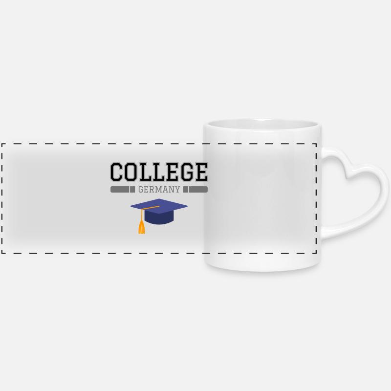College - Panoramic mug with heart handle - white
