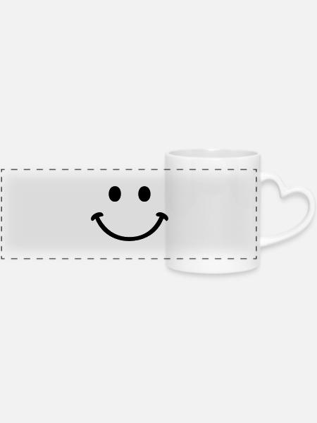 smile smiley - Panoramatasse mit Herzhenkel - Weiß