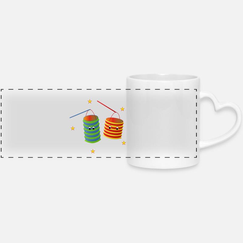 défilé des lanternes - Mug panoramique avec anse en forme de cœur - blanc