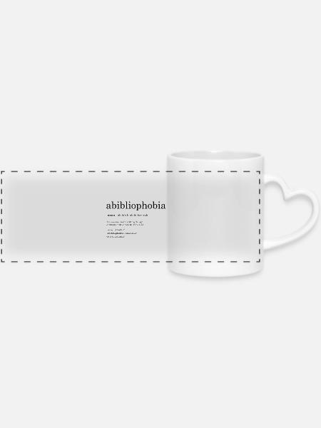 abibliophobia definition - Panoramatasse mit Herzhenkel - Weiß