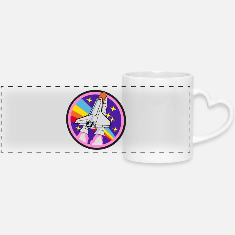 rocket - Panoramic mug with heart handle - white