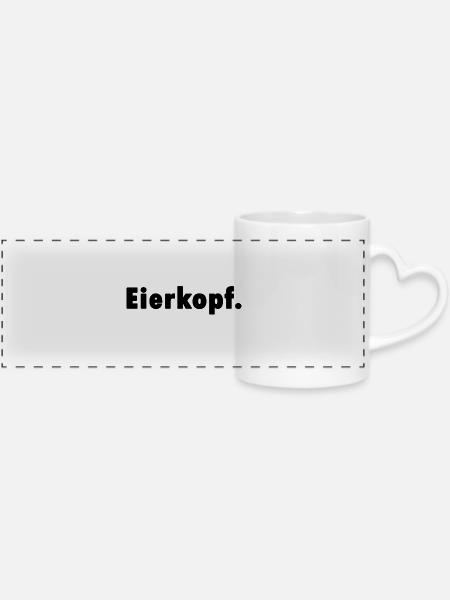Eierkopf. Shirt Geschenk - Panoramatasse mit Herzhenkel - Weiß