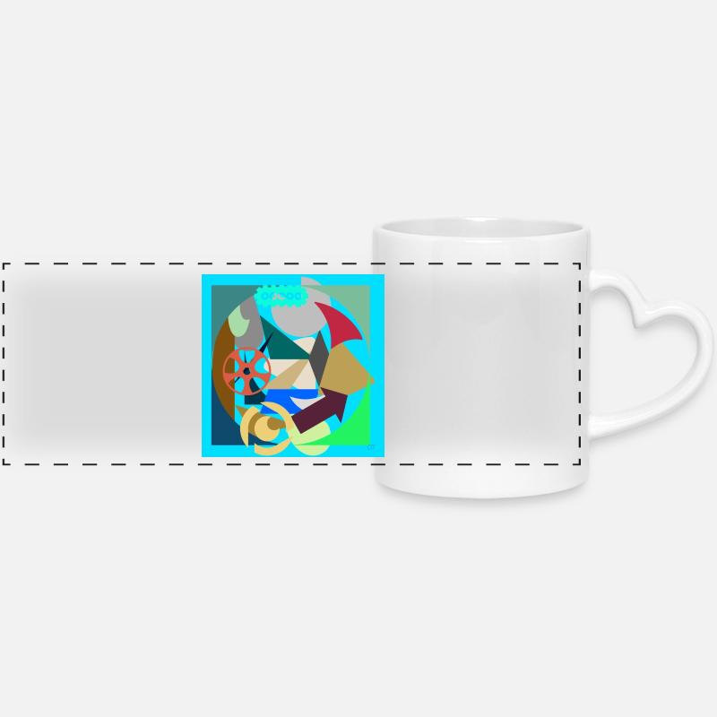 Graphic art 🎨 - Panoramic mug with heart handle - white