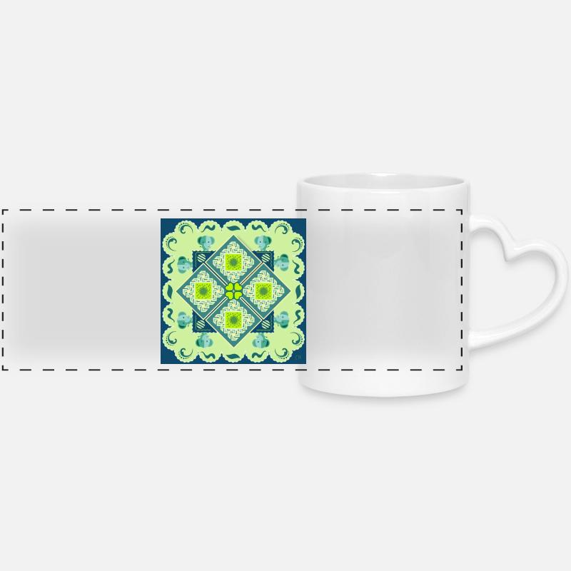 Graphic art 🎨 - Panoramic mug with heart handle - white