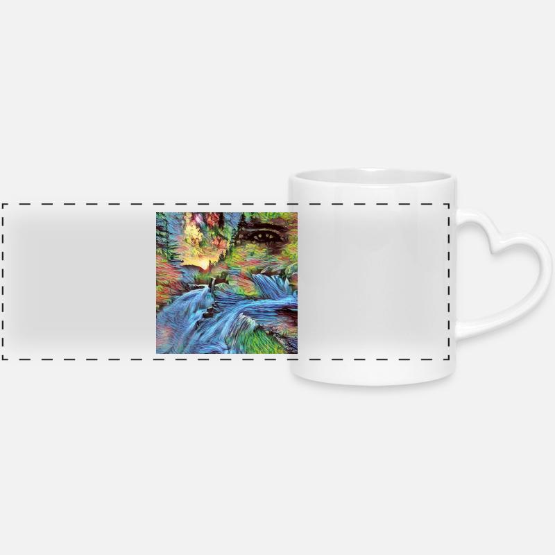 Grafik Kunst 🎨 - Panoramatasse mit Herzhenkel - Weiß