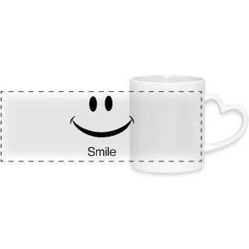 Minimalist pair of eyes - Panoramic mug with heart handle - white - Front