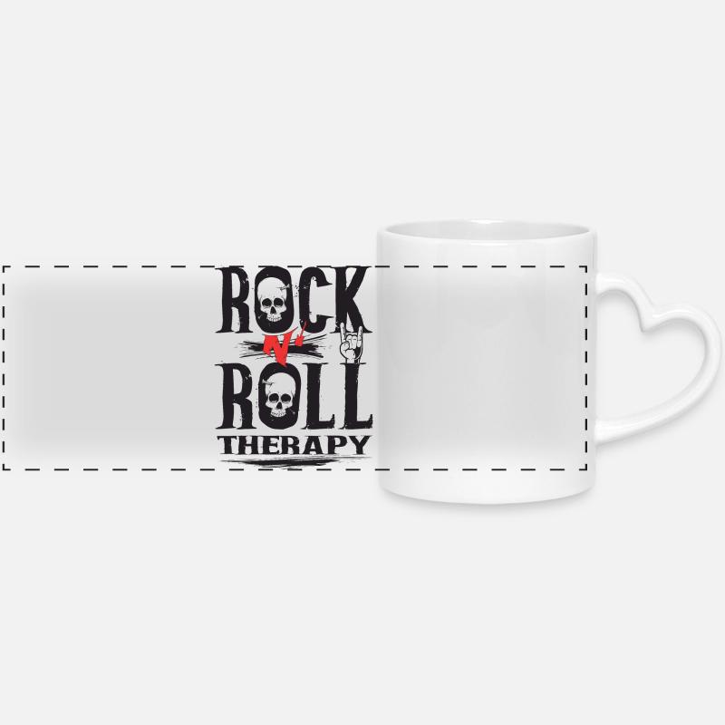 Rock n Roll therapy - Panoramic mug with heart handle - white