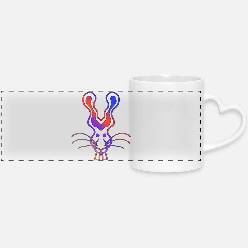 Angry Rabbit - Panoramic mug with heart handle - white