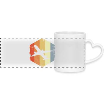 Vintage Jet Airplane - Panoramic mug with heart handle - white - Front
