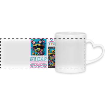Monstres de bonbons - Mug panoramique avec anse en forme de cœur - blanc - Devant
