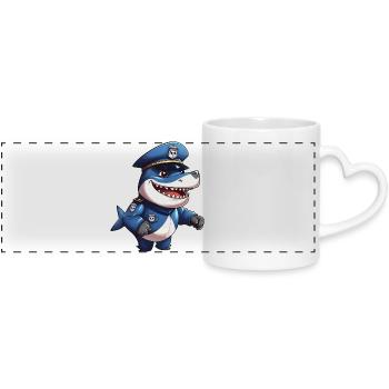Police des requins - Mug panoramique avec anse en forme de cœur - blanc - Devant