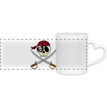 Tête de mort pirate - Mug panoramique avec anse en forme de cœur - blanc - Devant