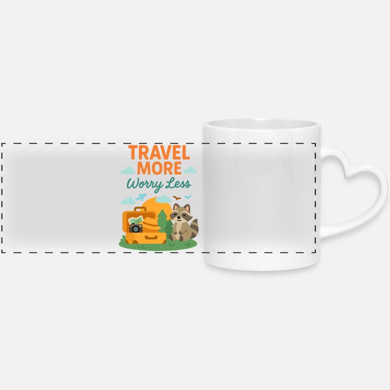 Travel More Worry Less - Panoramic mug with heart handle - white