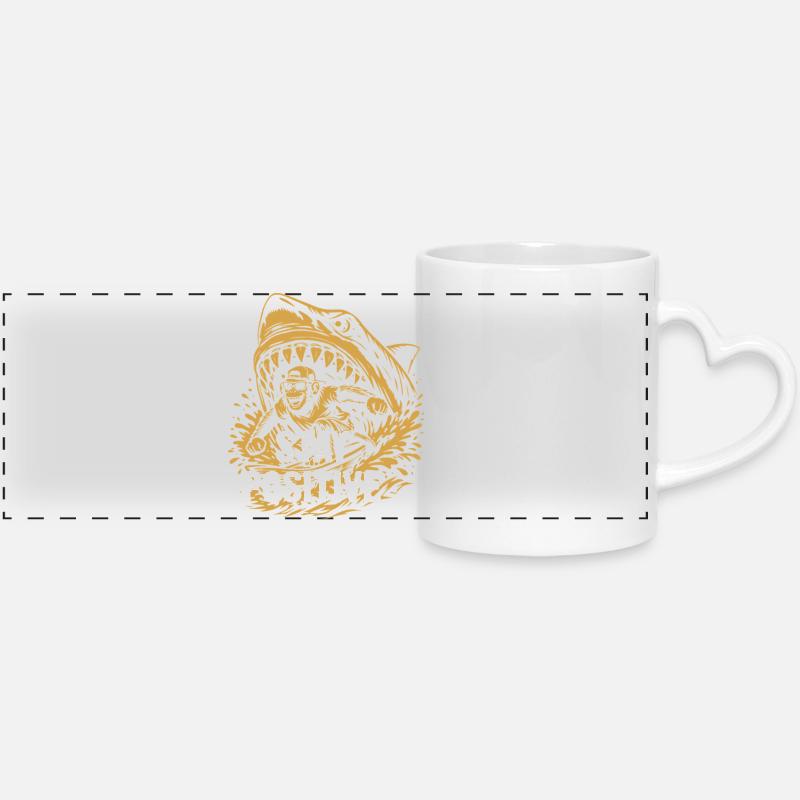Stay Positive Shark Splash - Panoramic mug with heart handle - white