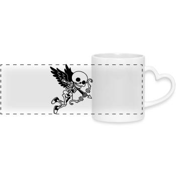 Skeleton Cupid with Wings Black - Panoramic mug with heart handle - white - Front