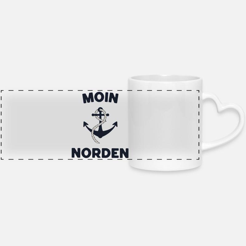 Moin Norden – Maritime Anchor Design - Panoramic mug with heart handle - white