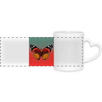 papillon - Mug panoramique avec anse en forme de cœur - blanc - Devant