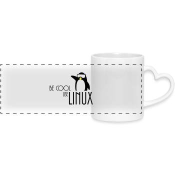 be cool use linux - Panoramatasse mit Herzhenkel - Weiß - Vorne