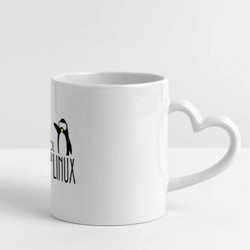 être cool utilisation linux Mug panoramique avec anse en forme de cœur