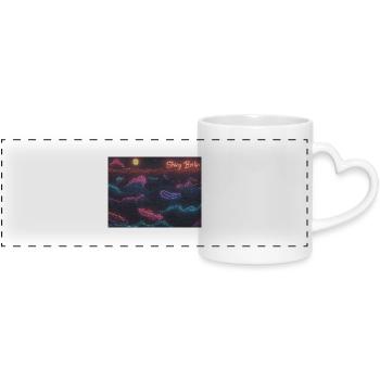 Shiny Berlin Neon waves - Panoramic mug with heart handle - white - Front