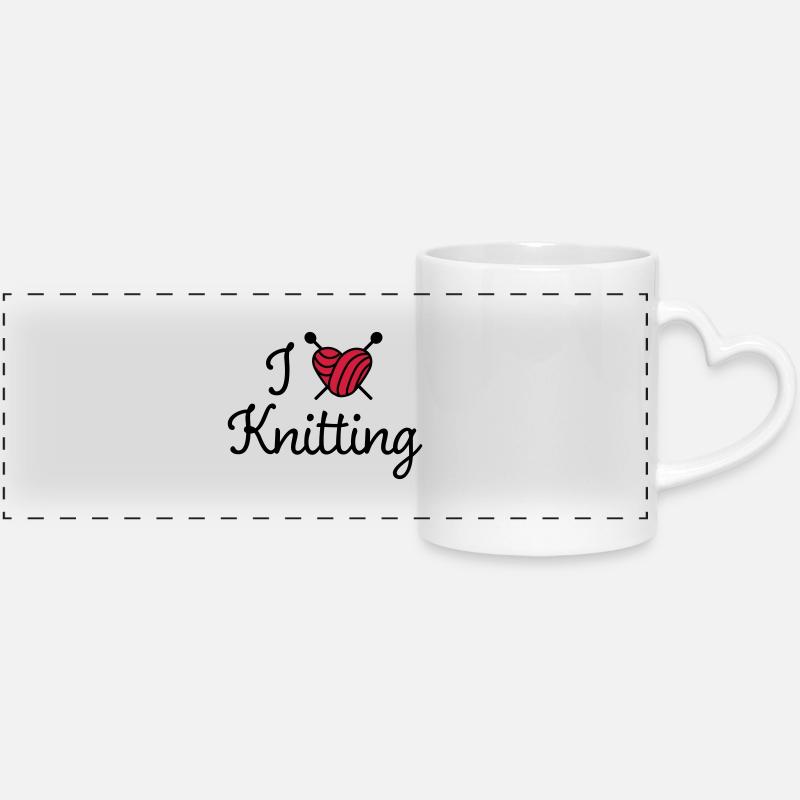 Knit - Panoramic mug with heart handle - white
