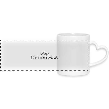 Merry Christmas Elegant Typography - Panoramic mug with heart handle - white - Front