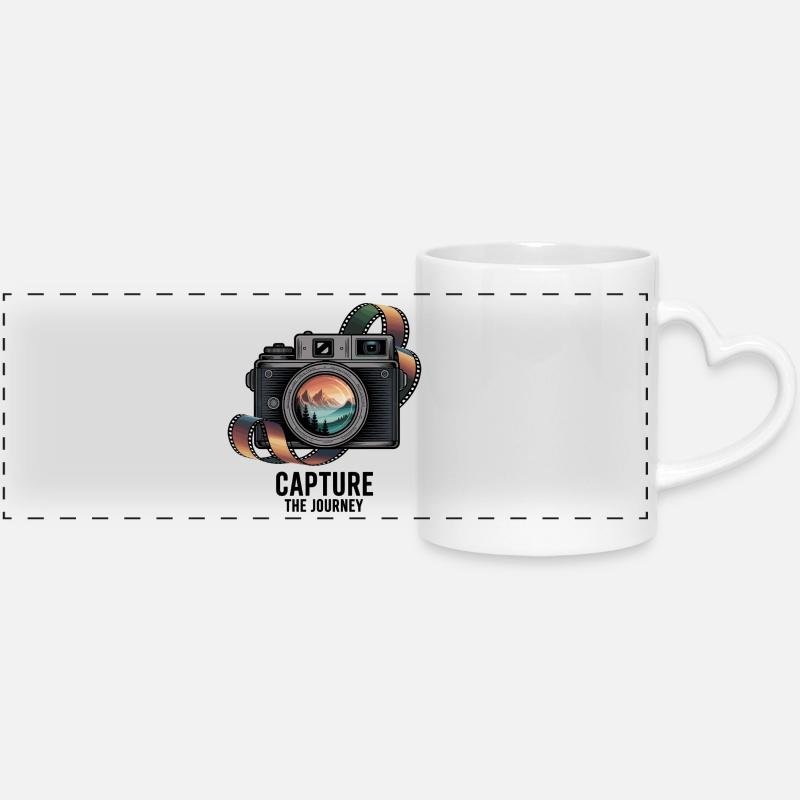 Capture the Journey - Panoramatasse mit Herzhenkel - Weiß
