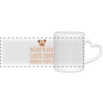Wear black - love dogs - avoid people - Panoramic mug with heart handle - white - Front