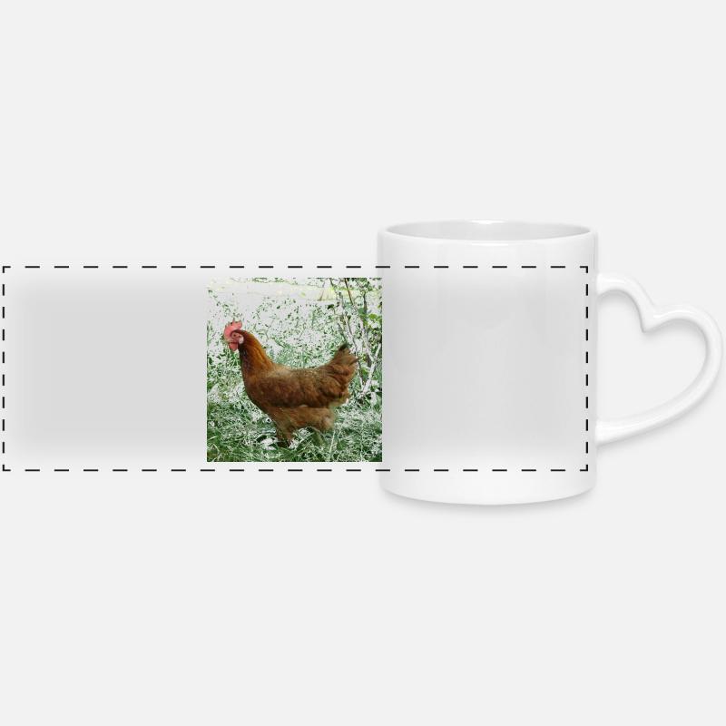 Poulet - Mug panoramique avec anse en forme de cœur - blanc