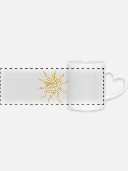 Sonne - Panoramatasse mit Herzhenkel - Weiß