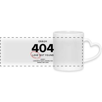 Amour non trouvé – Erreur 404 - Mug panoramique avec anse en forme de cœur - blanc - Devant