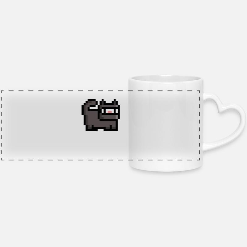 Retro Ninja cat - Panoramic mug with heart handle - white