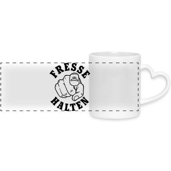 Fresse halten - Panoramatasse mit Herzhenkel - Weiß - Vorne