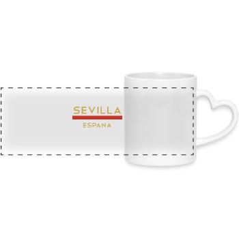 Sevilla Gold Schriftlinie - Panoramatasse mit Herzhenkel - Weiß - Vorne