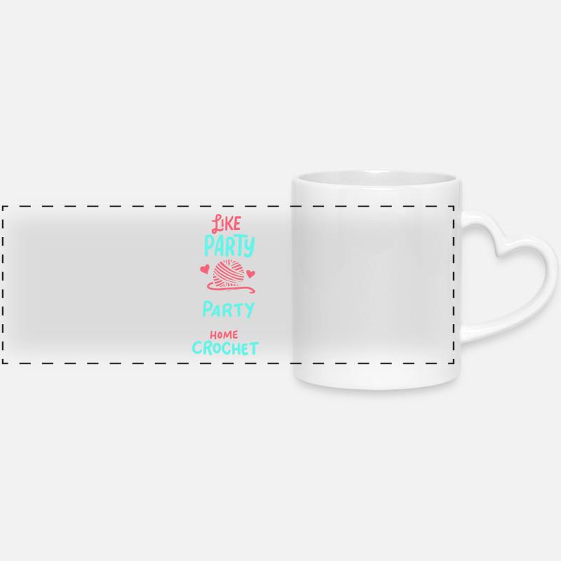 Crocheting Knitting for a Crocheter - Panoramic mug with heart handle - white