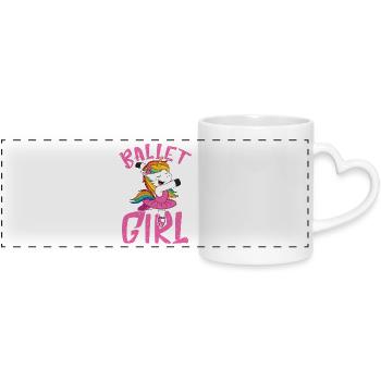 Ballet unicorn in glitter look - Panoramic mug with heart handle - white - Front