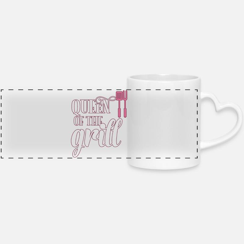 Grilling queen - Panoramic mug with heart handle - white