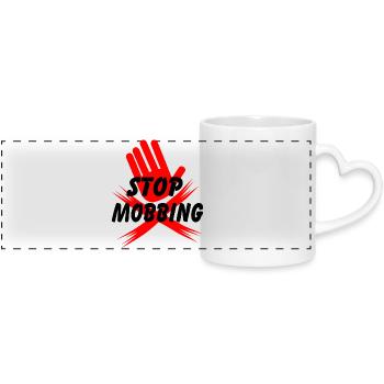 Arrêtez de harceler la main - Mug panoramique avec anse en forme de cœur - blanc - Devant